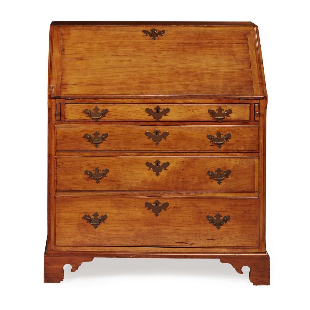 AMERICAN 'CHIPPENDALE' MAPLE SLANT FRONT BUREAU