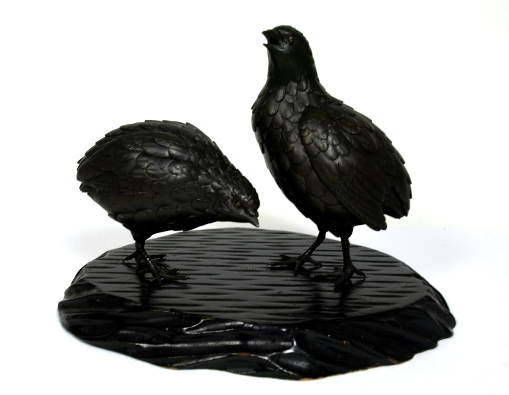 PAIR OF JAPANESE BRONZE QUAIL