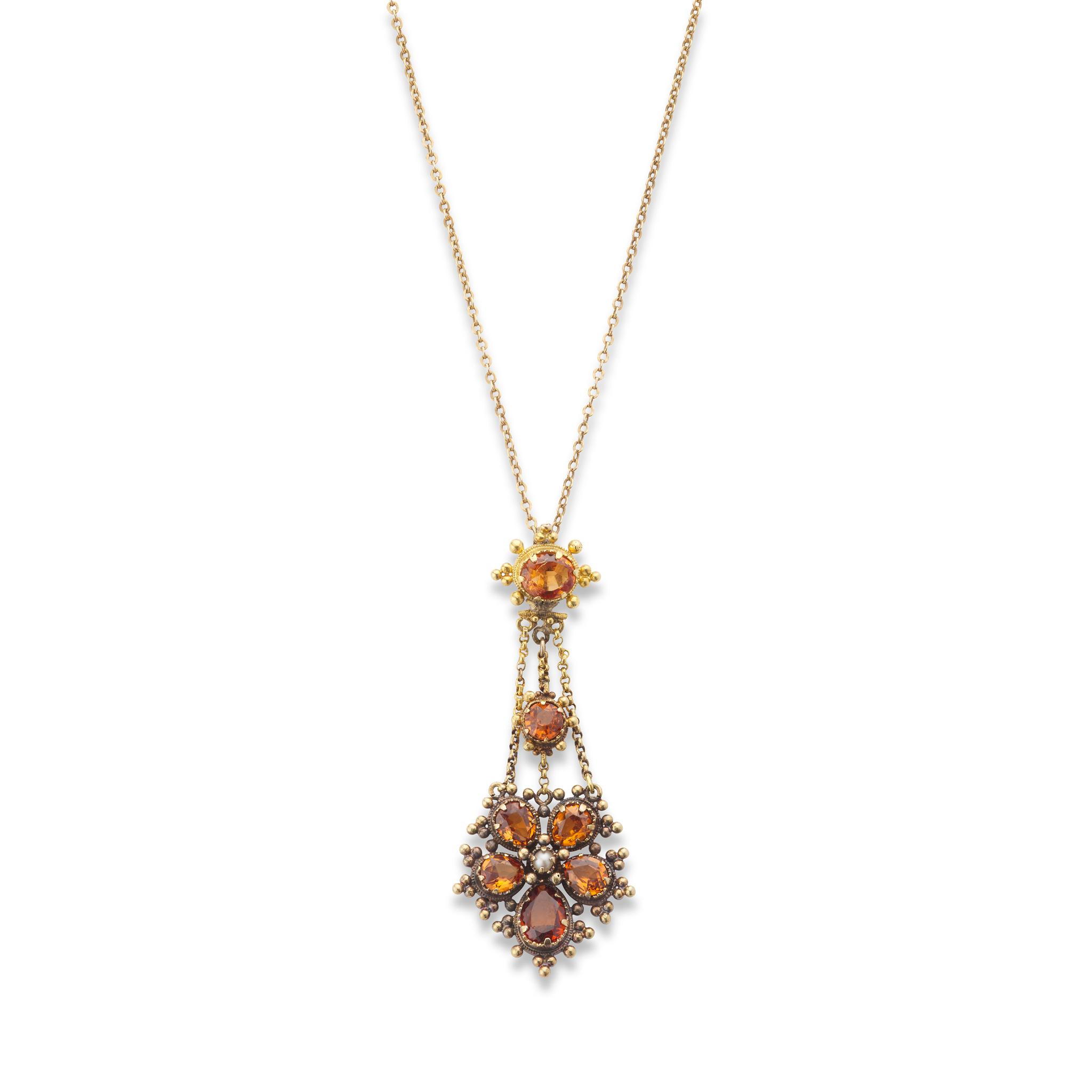A topaz cannetille pendant, circa 1835