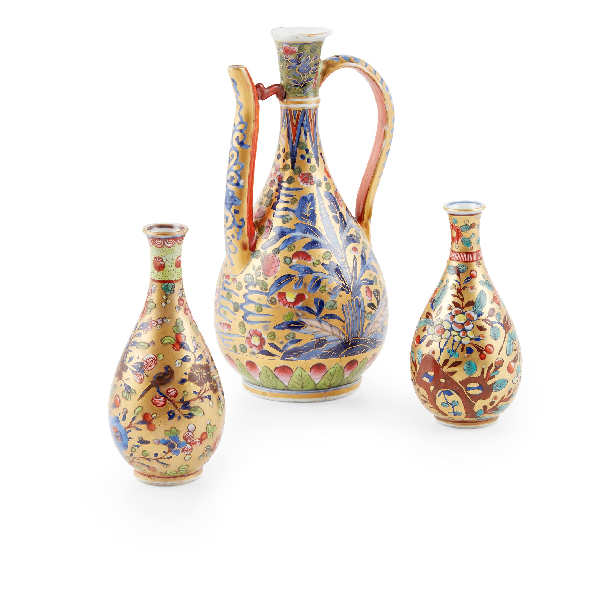 GROUP OF THREE 'CLOBBERED' WARES