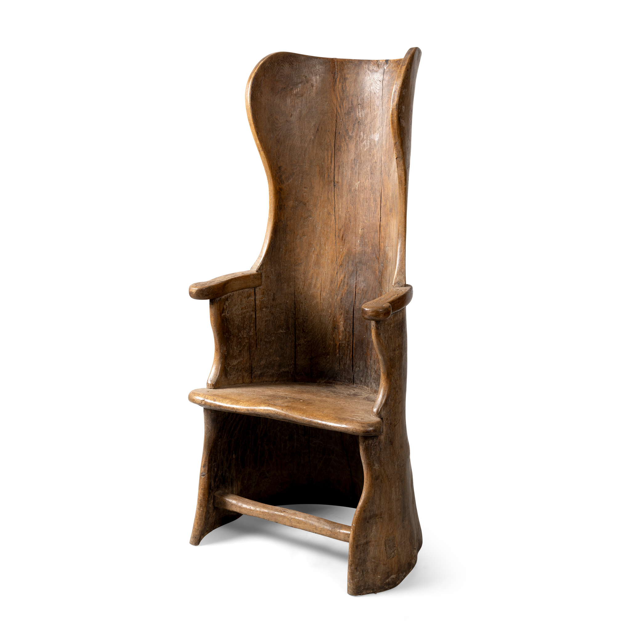 A OAK DUG OUT ARMCHAIR