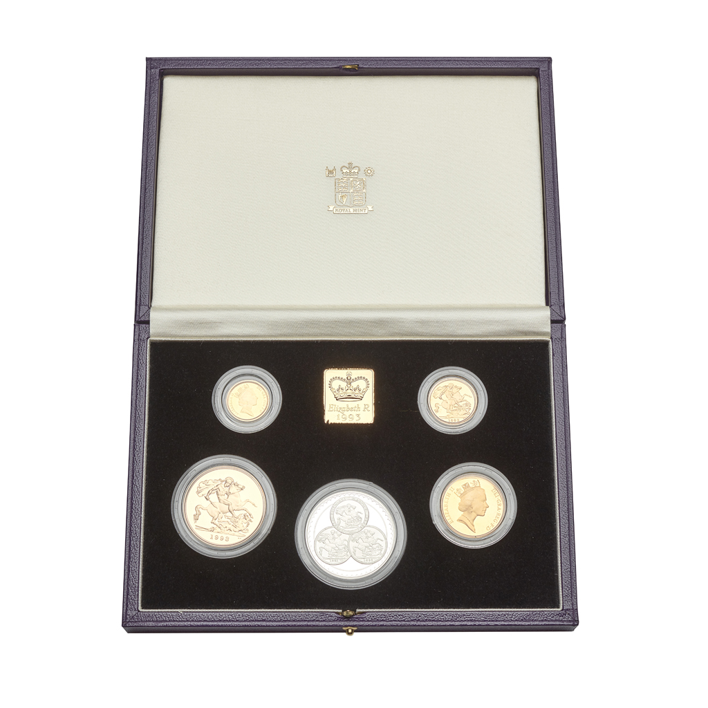 G.B. - A cased set of four gold and a silver proof coin, Pistrucci Centenary collection
