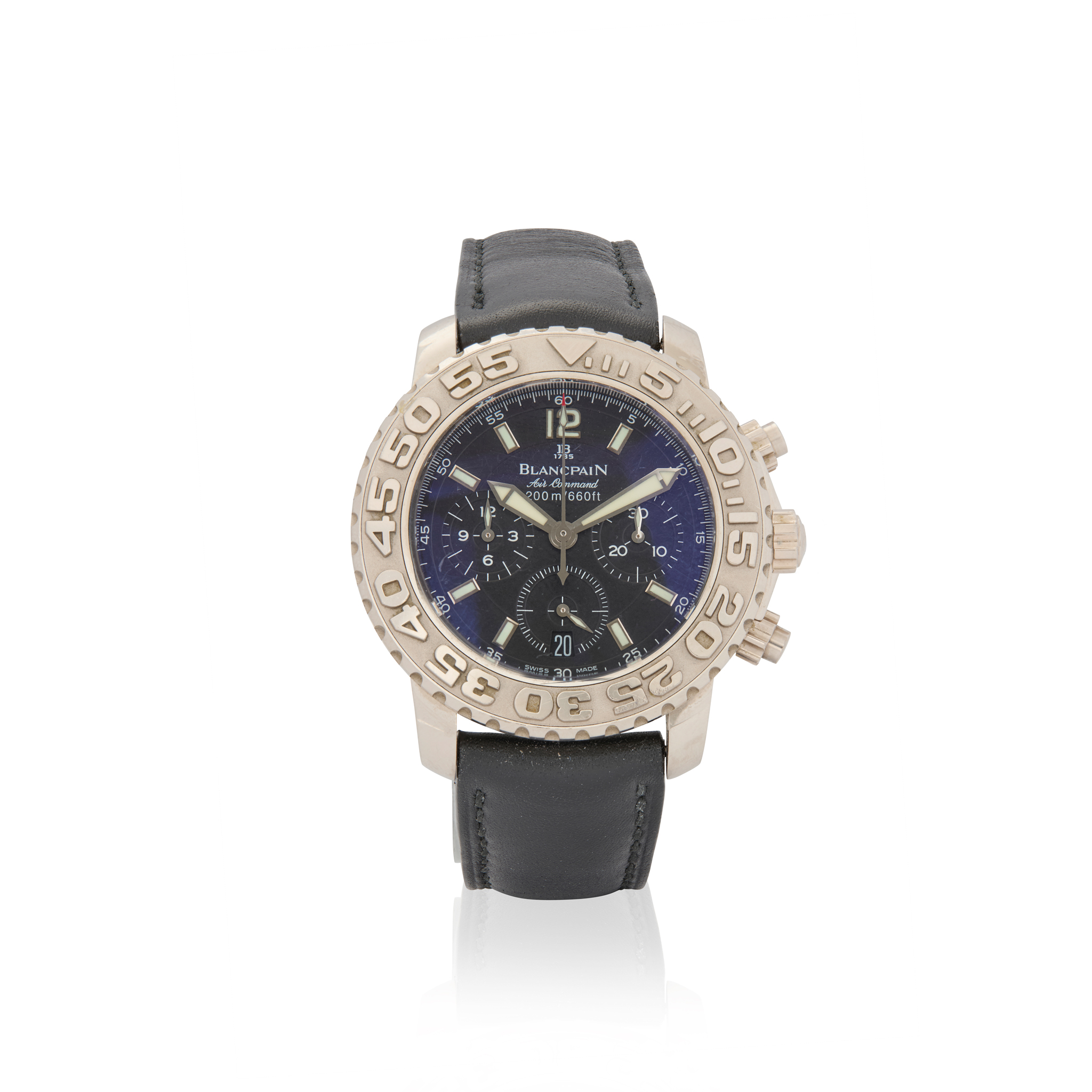 Blancpain. A fine and rare 18k white gold automatic flyback chronograph wristwatch