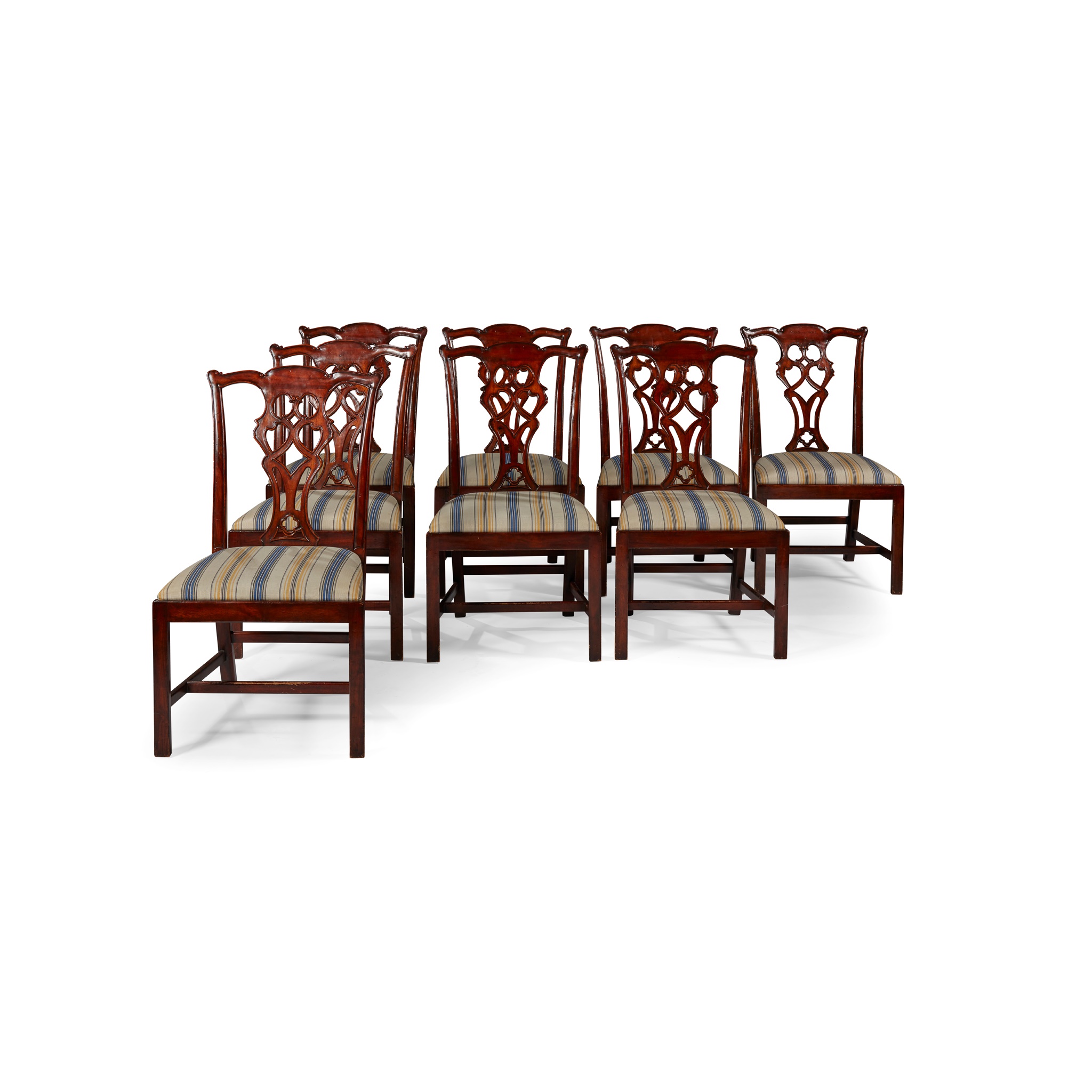 SET OF SIXTEEN GEORGE III STYLE MAHOGANY DINING SIDE CHAIRS