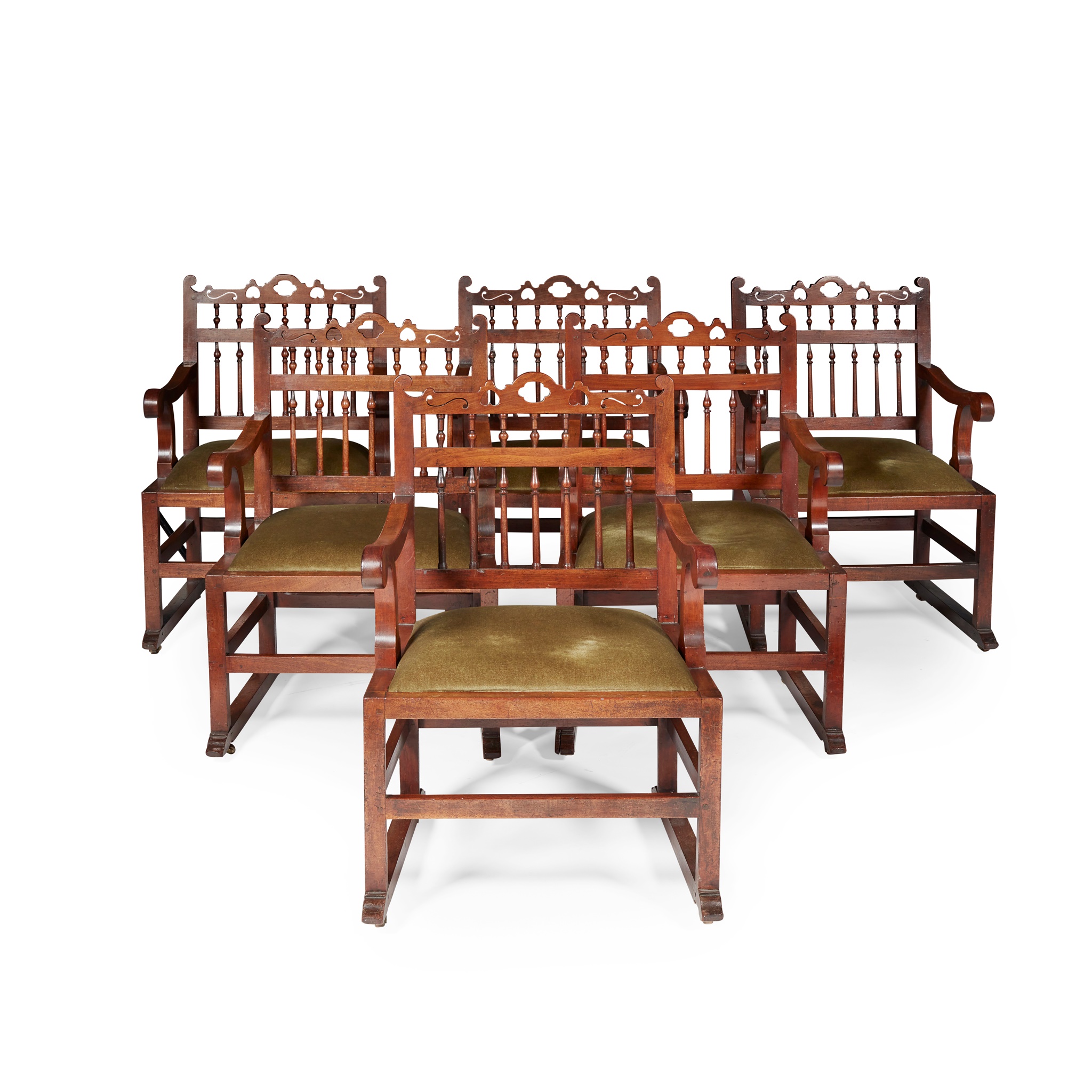 SET OF SIX WALNUT 'DRUNKARD'S' CHAIRS