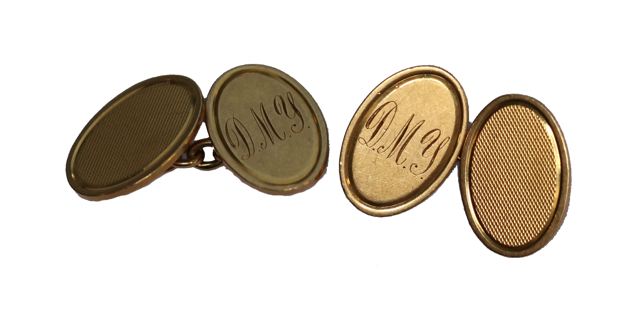 A pair of engraved 18ct gold cufflinks