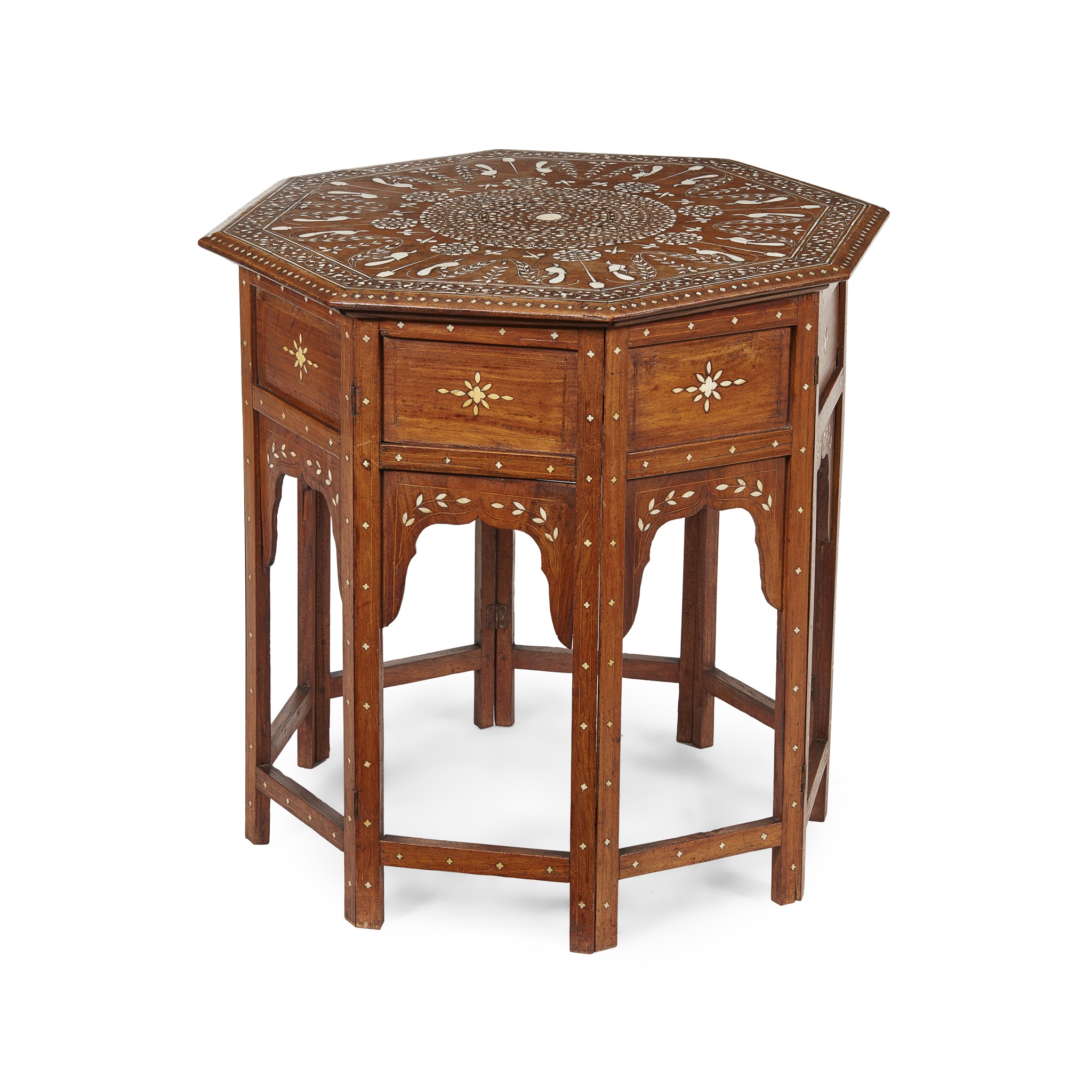 INDIAN BONE AND IVORY INLAID OCCASIONAL TABLE