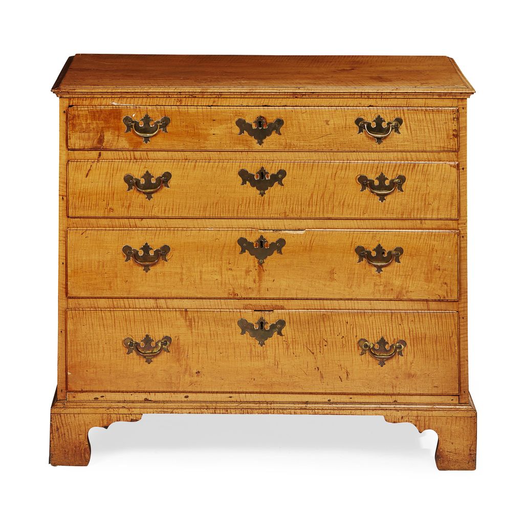 AMERICAN 'CHIPPENDALE' FIGURED MAPLE CHEST OF DRAWERS