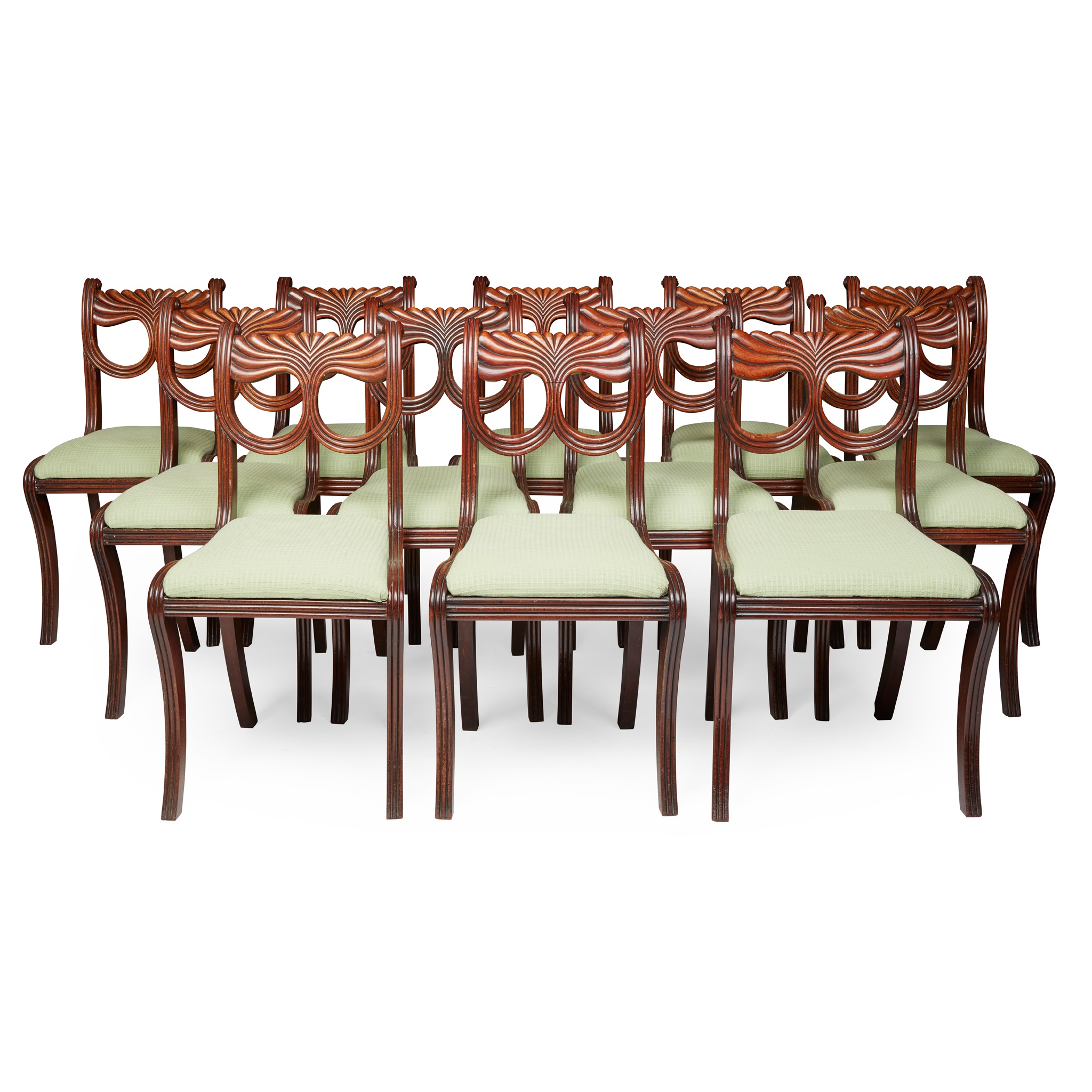 SET OF TWELVE REGENCY MAHOGANY DINING CHAIRS