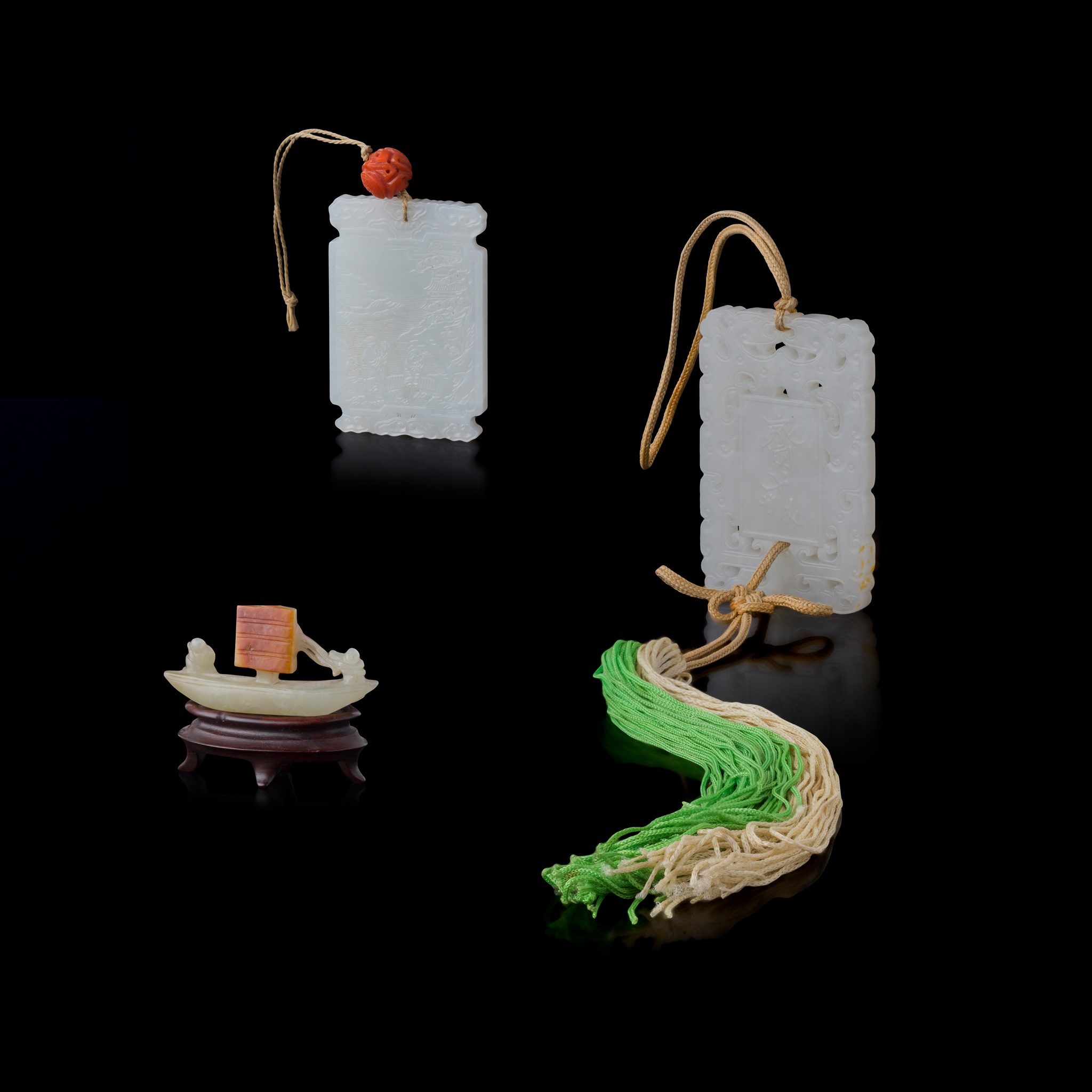 GROUP OF THREE JADE CARVINGS