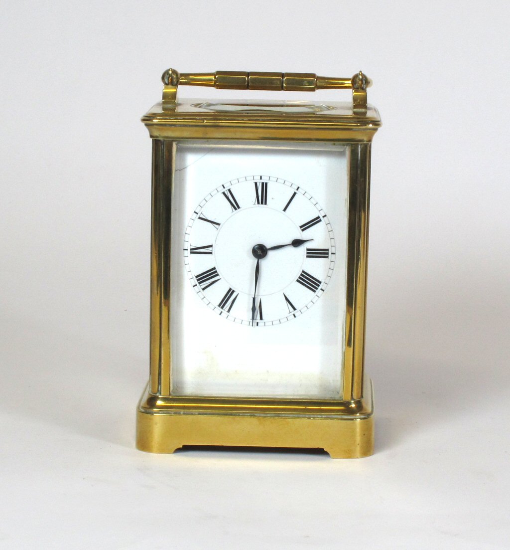 FRENCH BRASS CASED STRIKING CARRIAGE CLOCK