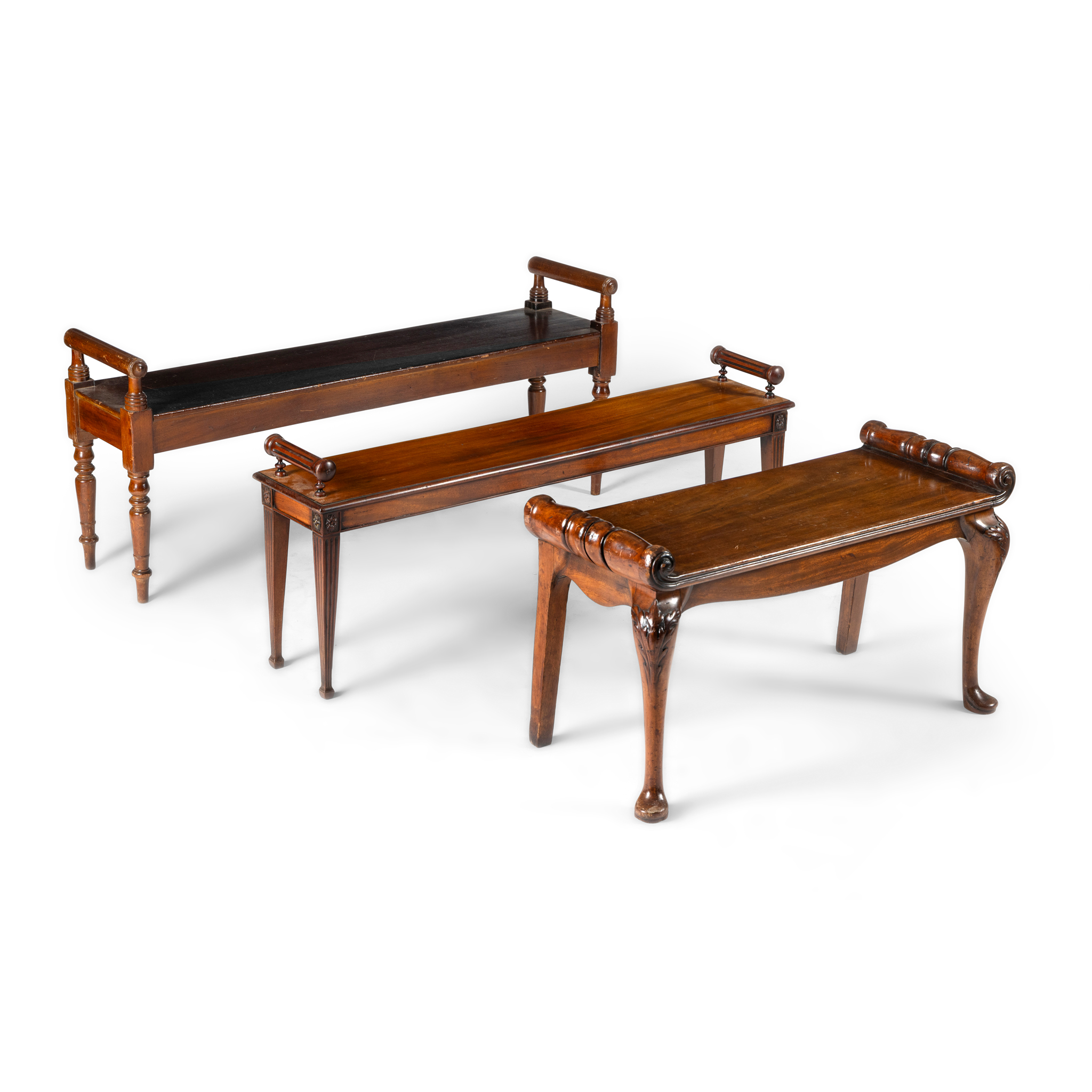 THREE MAHOGANY WINDOW SEATS