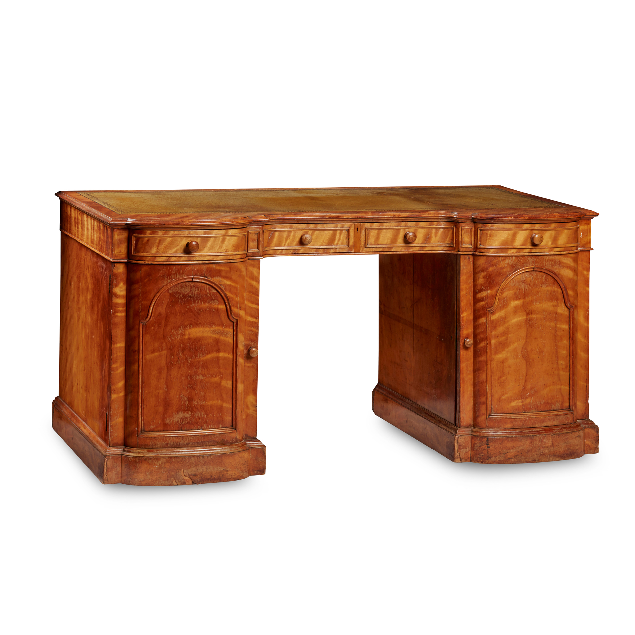 VICTORIAN SATIN BIRCH PEDESTAL DESK