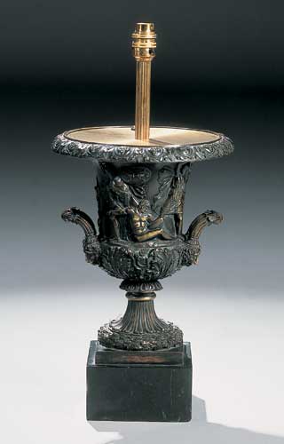 A 19th century bronze twin handled urn
