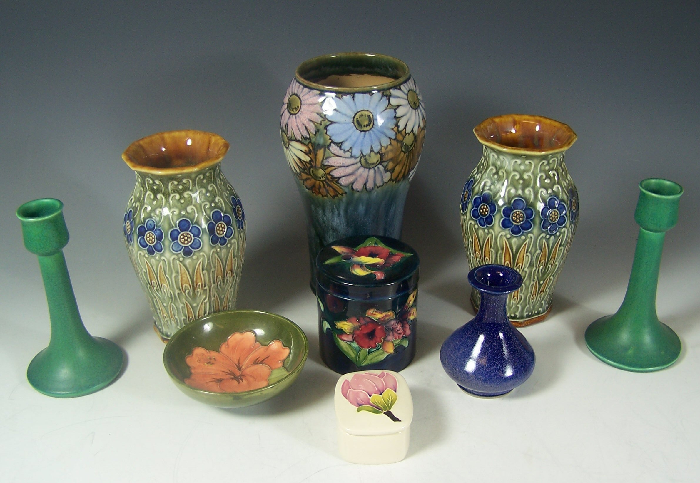 A pair of Doulton Lambeth vases,