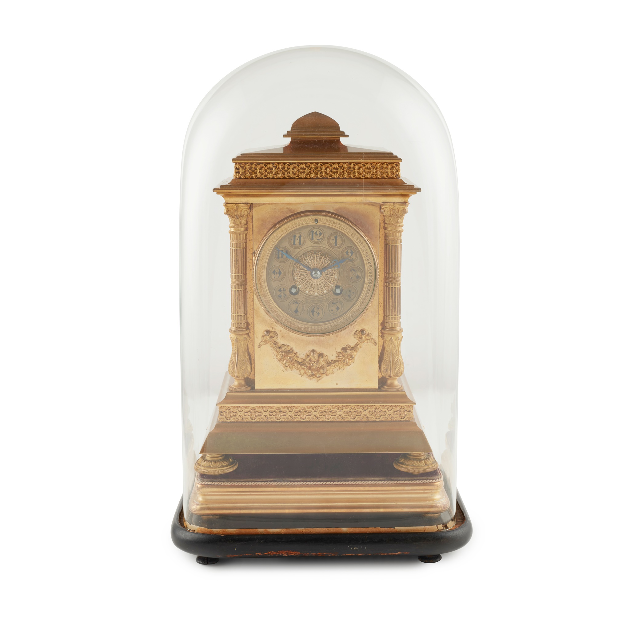 FRENCH GILT BRONZE AND BRASS MANTEL CLOCK