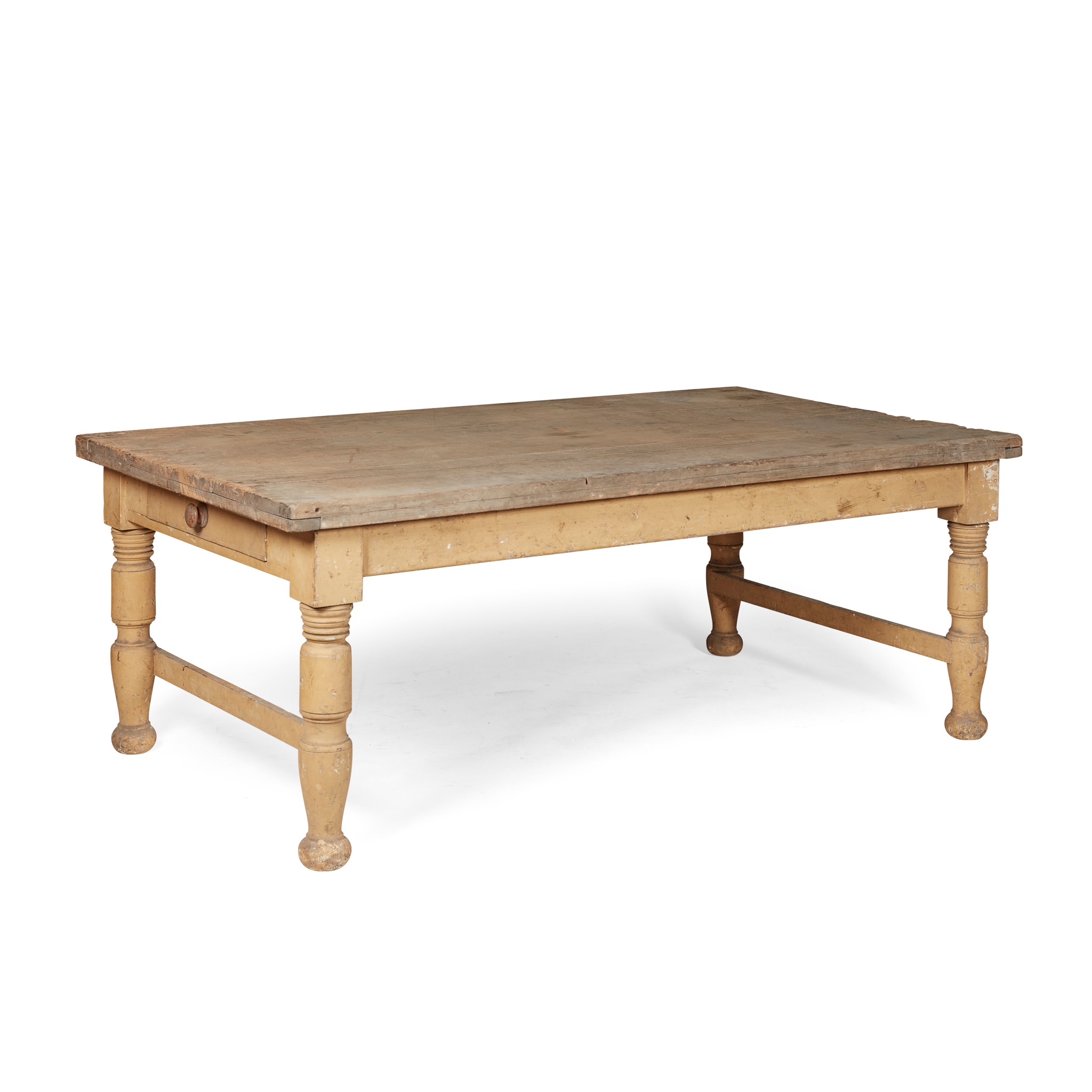 LARGE PAINTED PINE AND DEAL SCULLERY TABLE