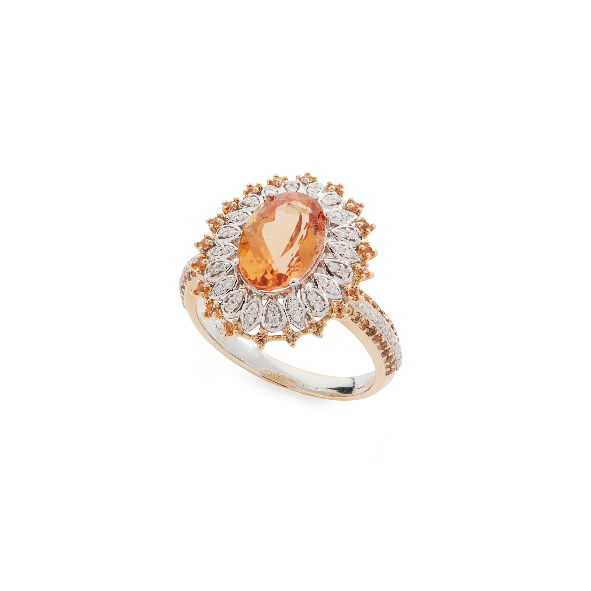 An imperial topaz and diamond ring