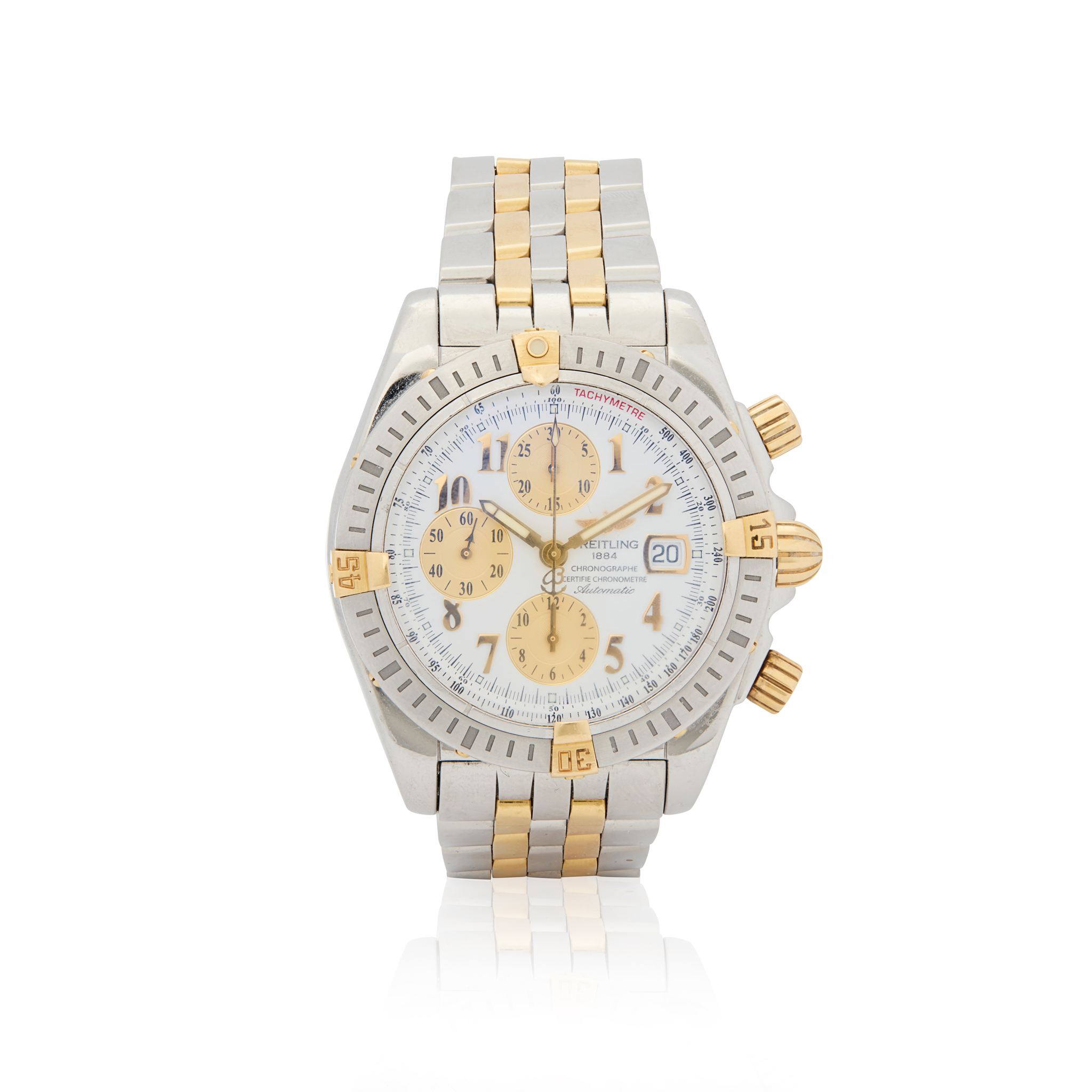 Breitling. A stainless steel and gold automatic chronograph wristwatch