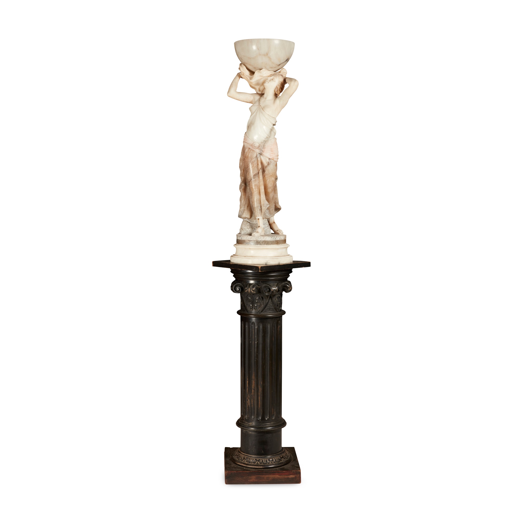 LARGE ITALIAN ALABASTER FIGURAL HALL LIGHT