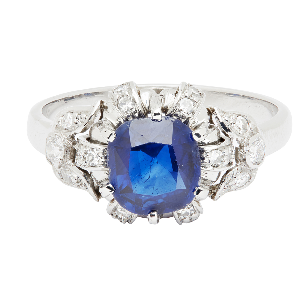 A sapphire and diamond set ring