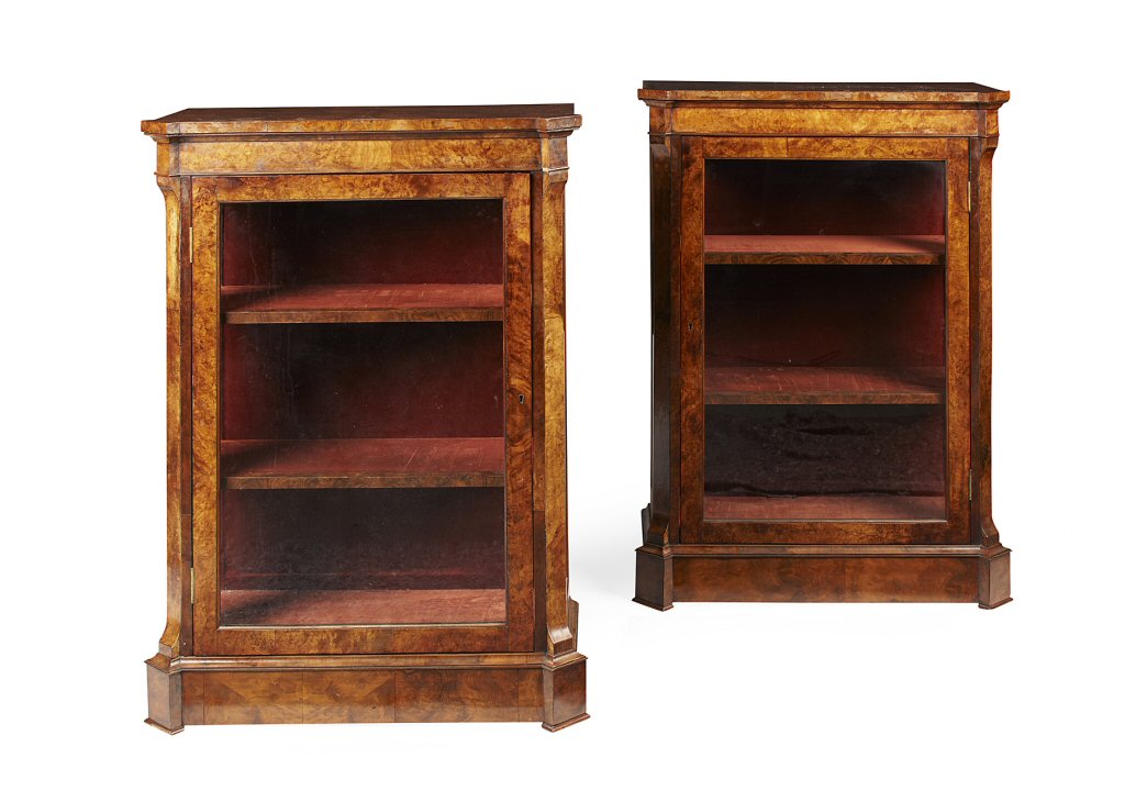 PAIR OF VICTORIAN WALNUT SIDE CABINETS
