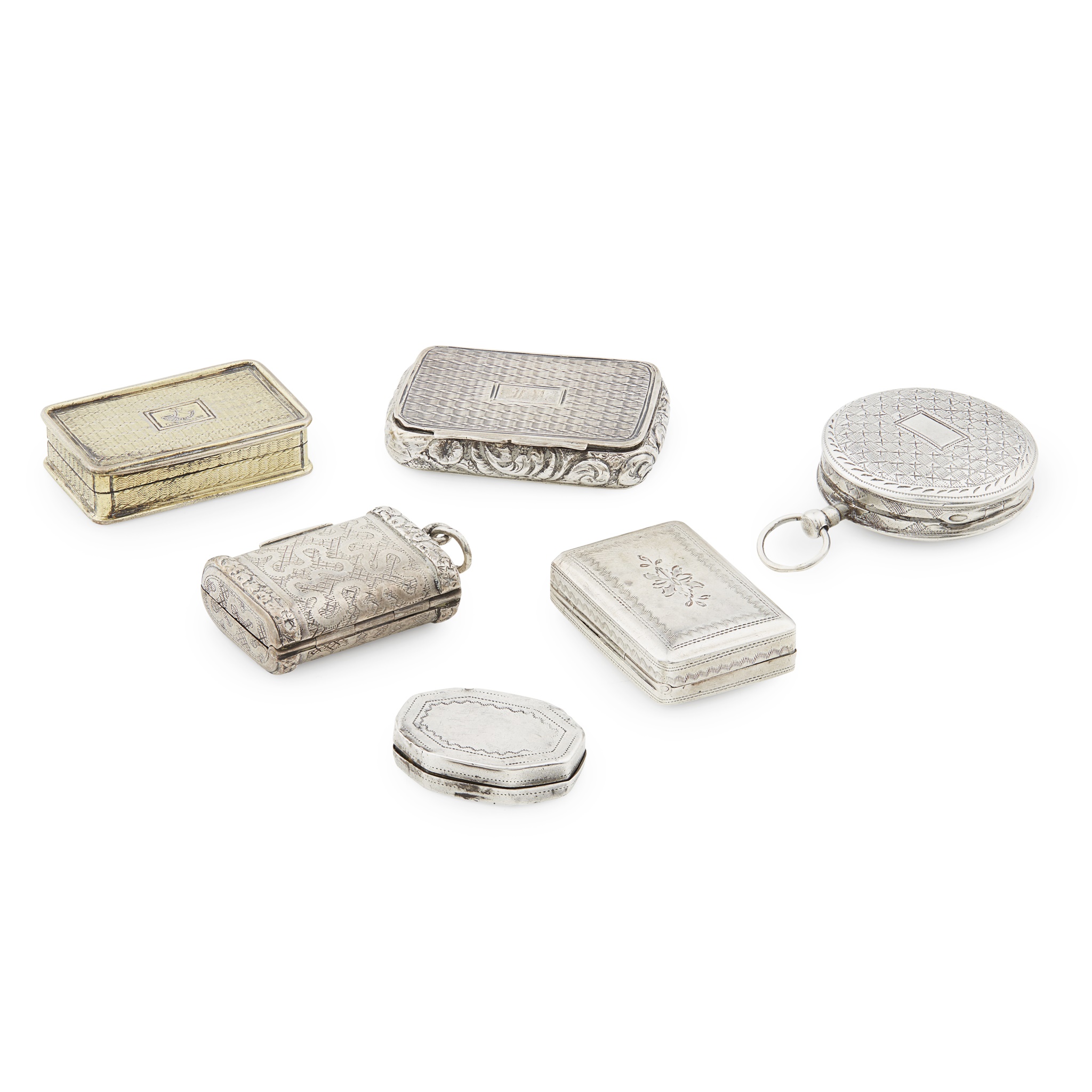 A group of six various 18th and 19th century vinaigrettes