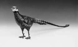 A cold painted bronze pheasant