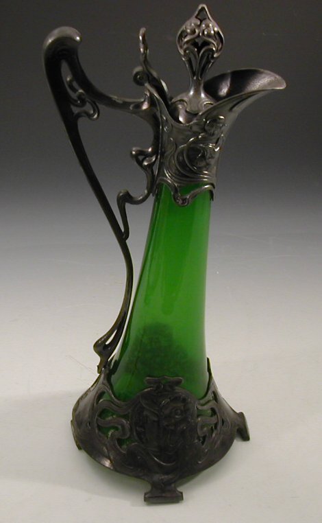 A WMF Art Nouveau pewter claret jug