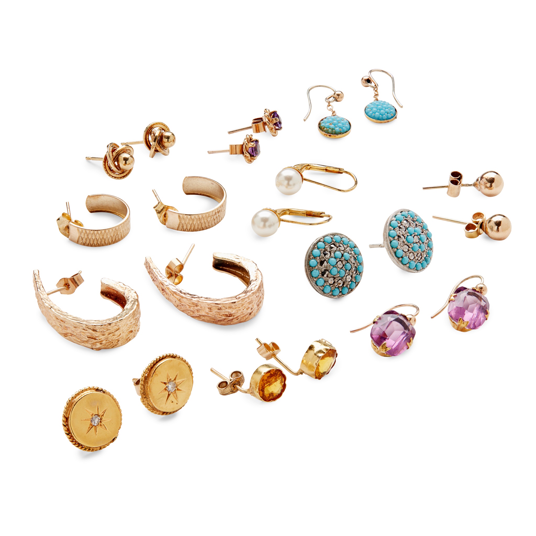 A collection of earrings