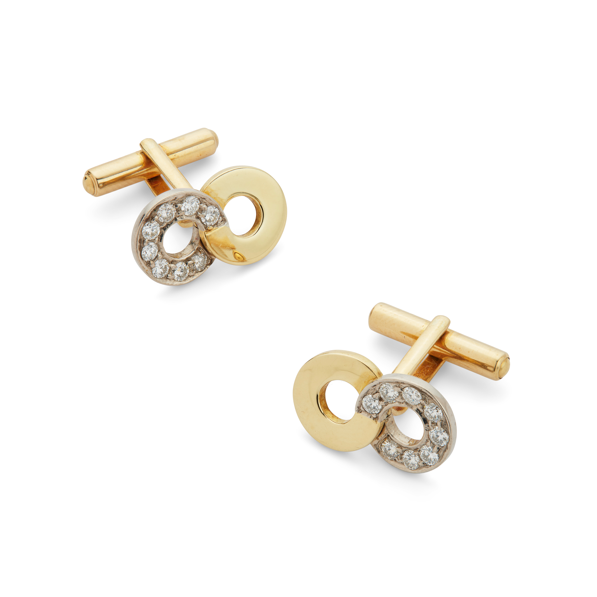 Eric N Smith: A pair of 18ct gold diamond cufflinks