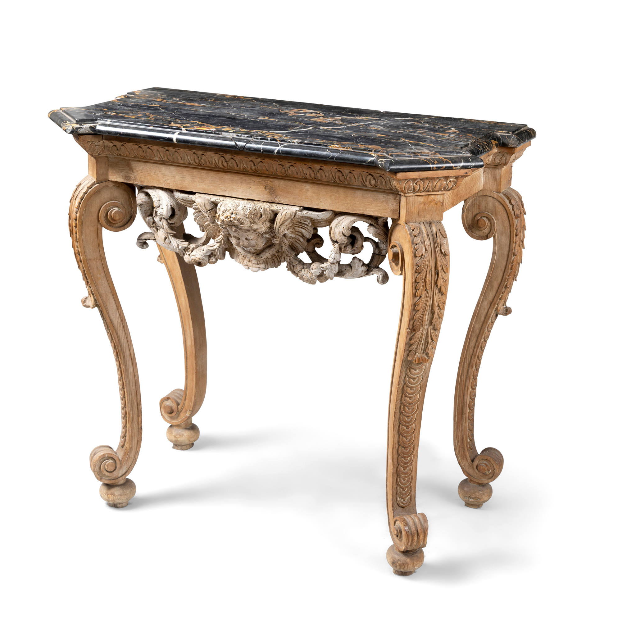 A PINE MARBLE TOP PIER TABLE