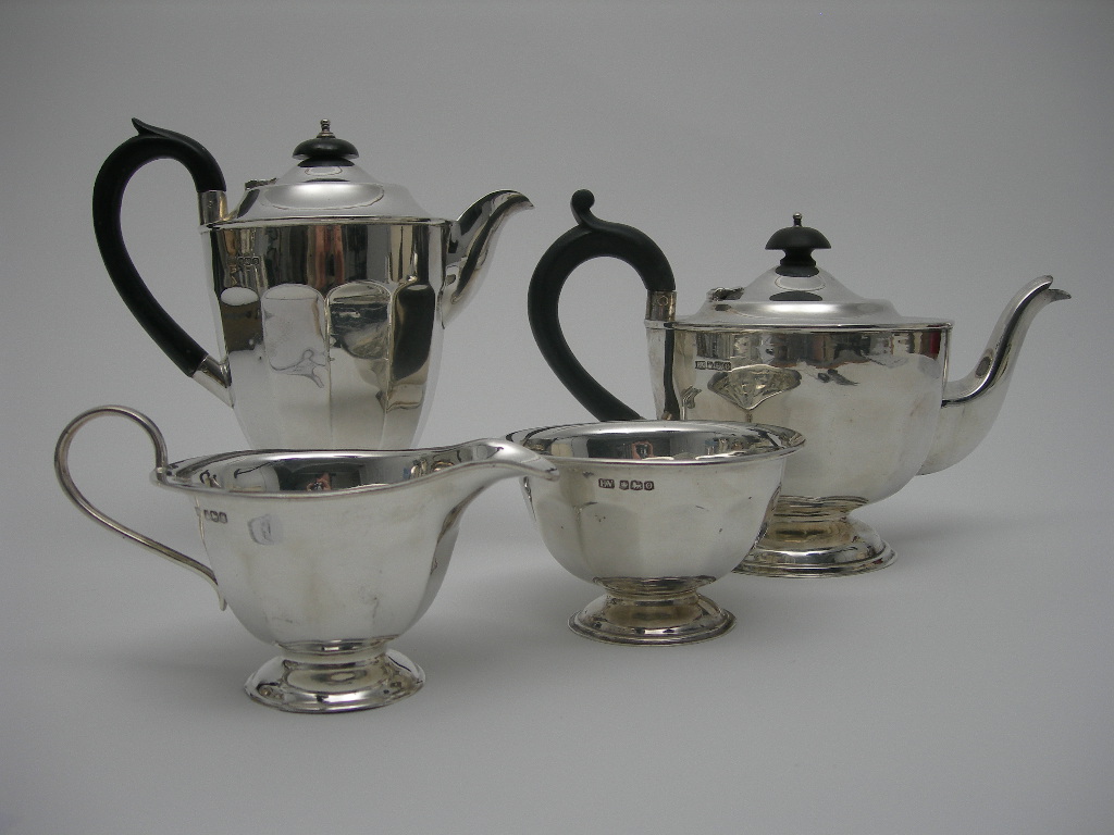 A four-piece tea service,