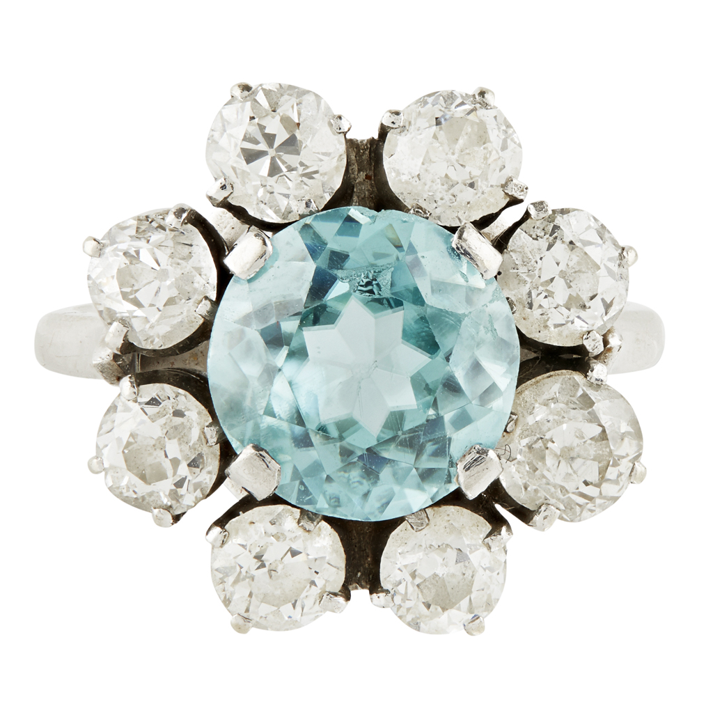 A zircon and diamond set cluster ring