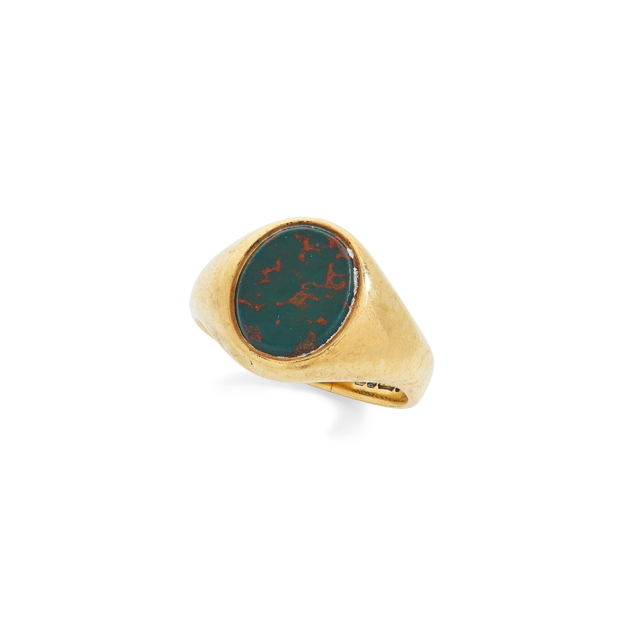 A 9ct gold bloodstone signet ring