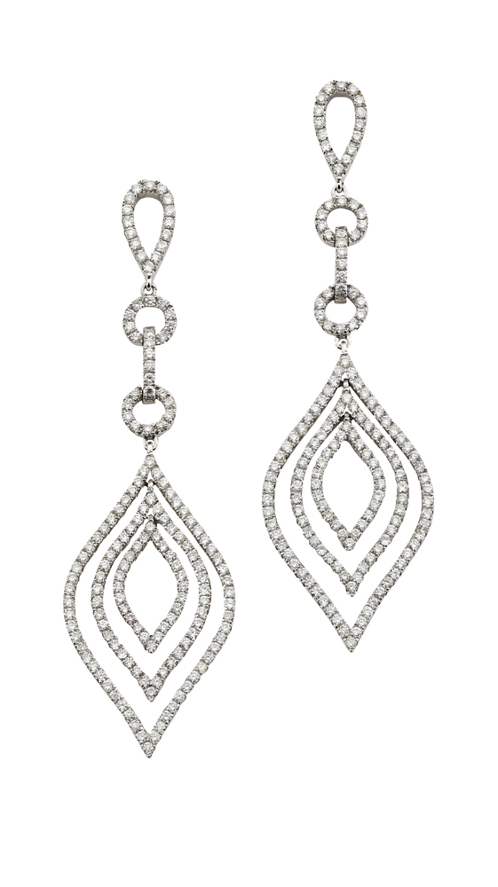 A pair of diamond pendant earrings