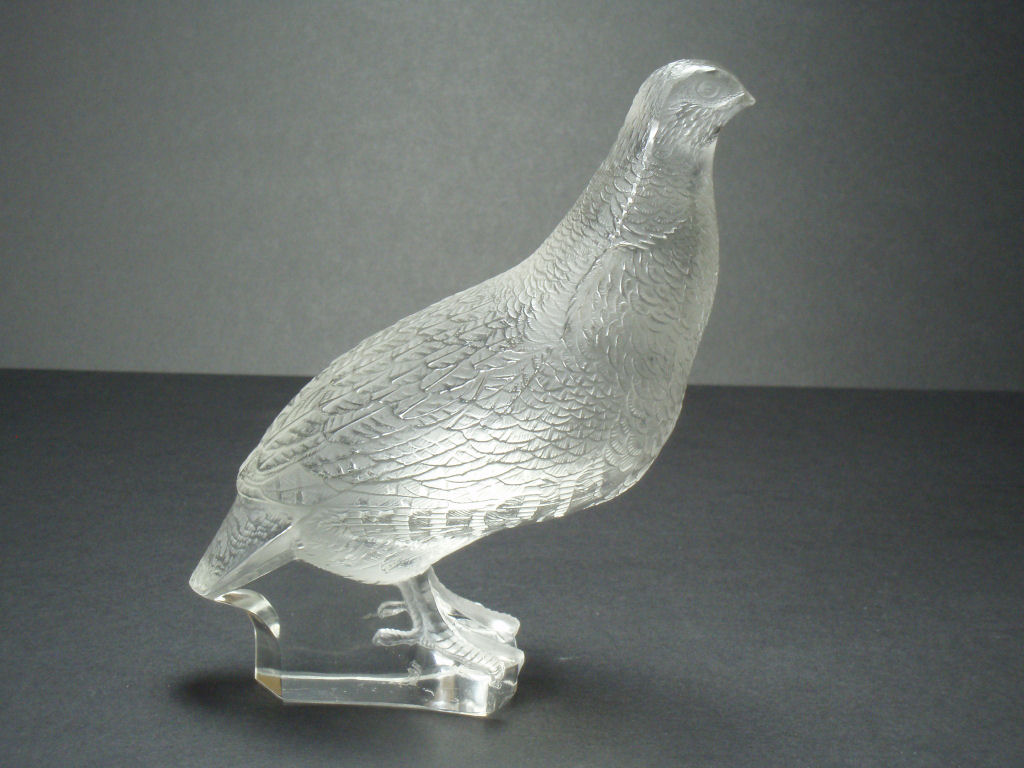 A Lalique clear and frosted glass model of a grouse