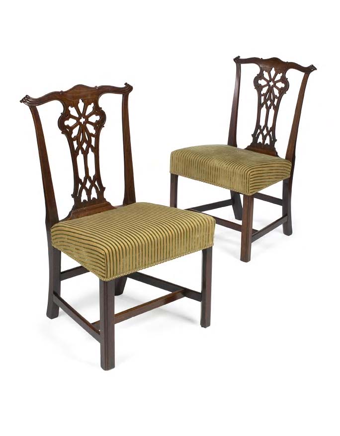 A pair of mid 18th century mahogany side chairs, circa 1760