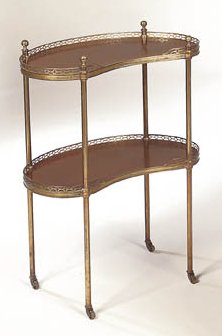 A 19th century brass and mahogany two tier what not,