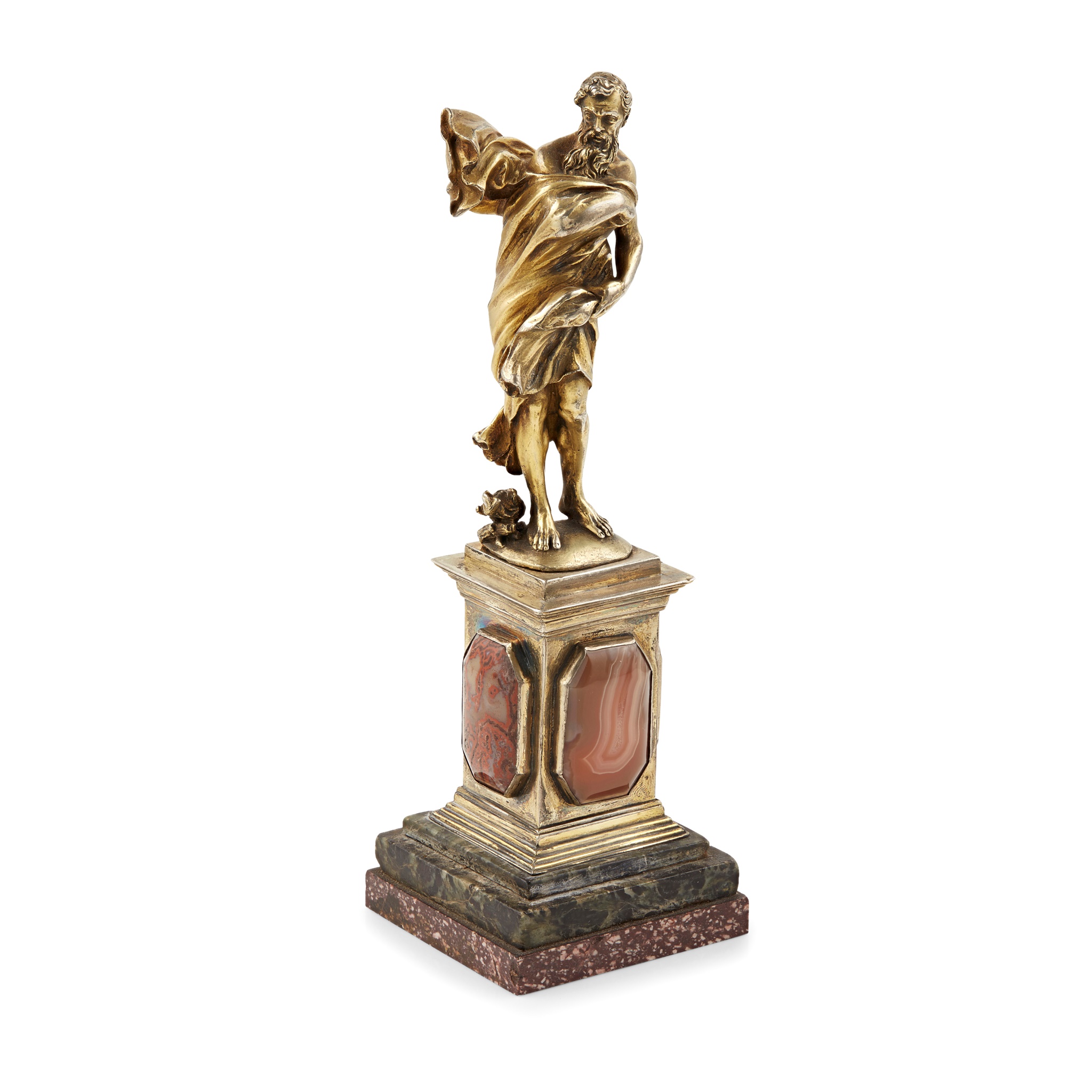 NORTH ITALIAN OR SOUTH GERMAN GILT METAL FIGURE OF 'WINTER'