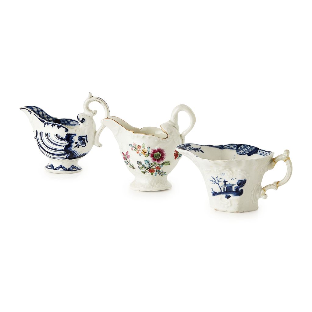 THREE ENGLSH PORCELAIN CREAM JUGS