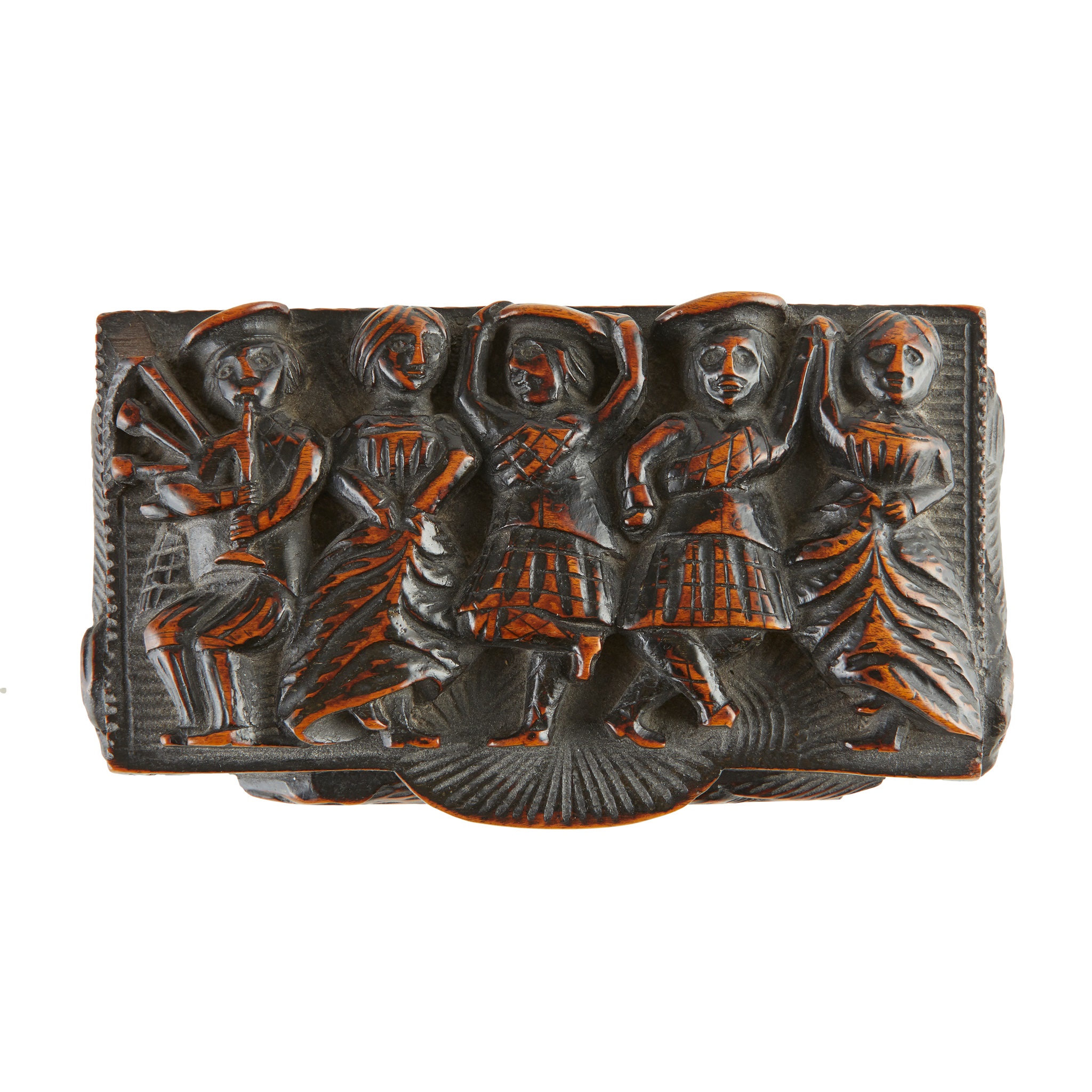 SCOTTISH 'BLIND MAN'S' LARGE CARVED SNUFF BOX