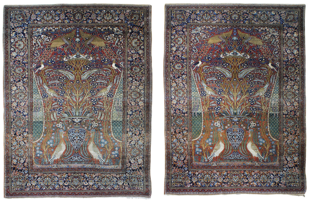 PAIR OF 'KURK' KASHAN RUGS