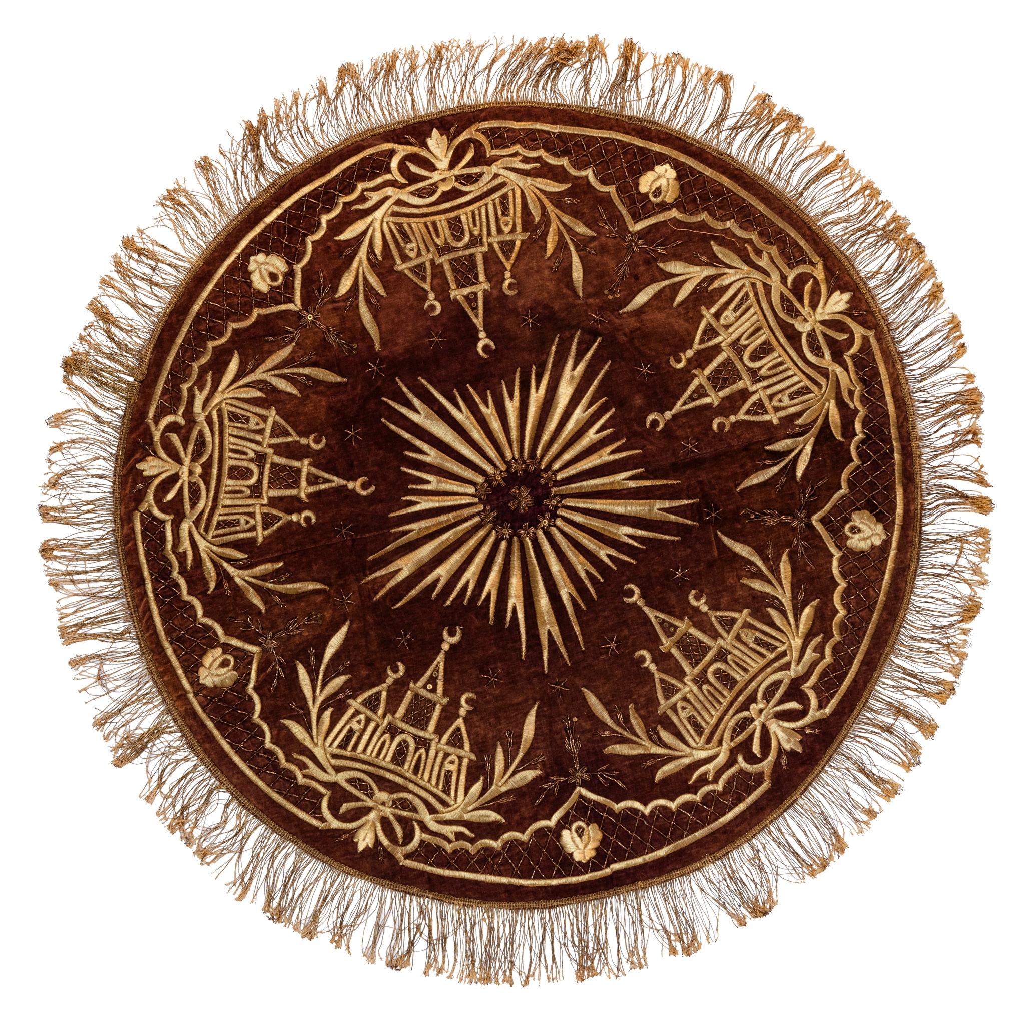 TWO OTTOMAN CIRCULAR SINI COVERS
