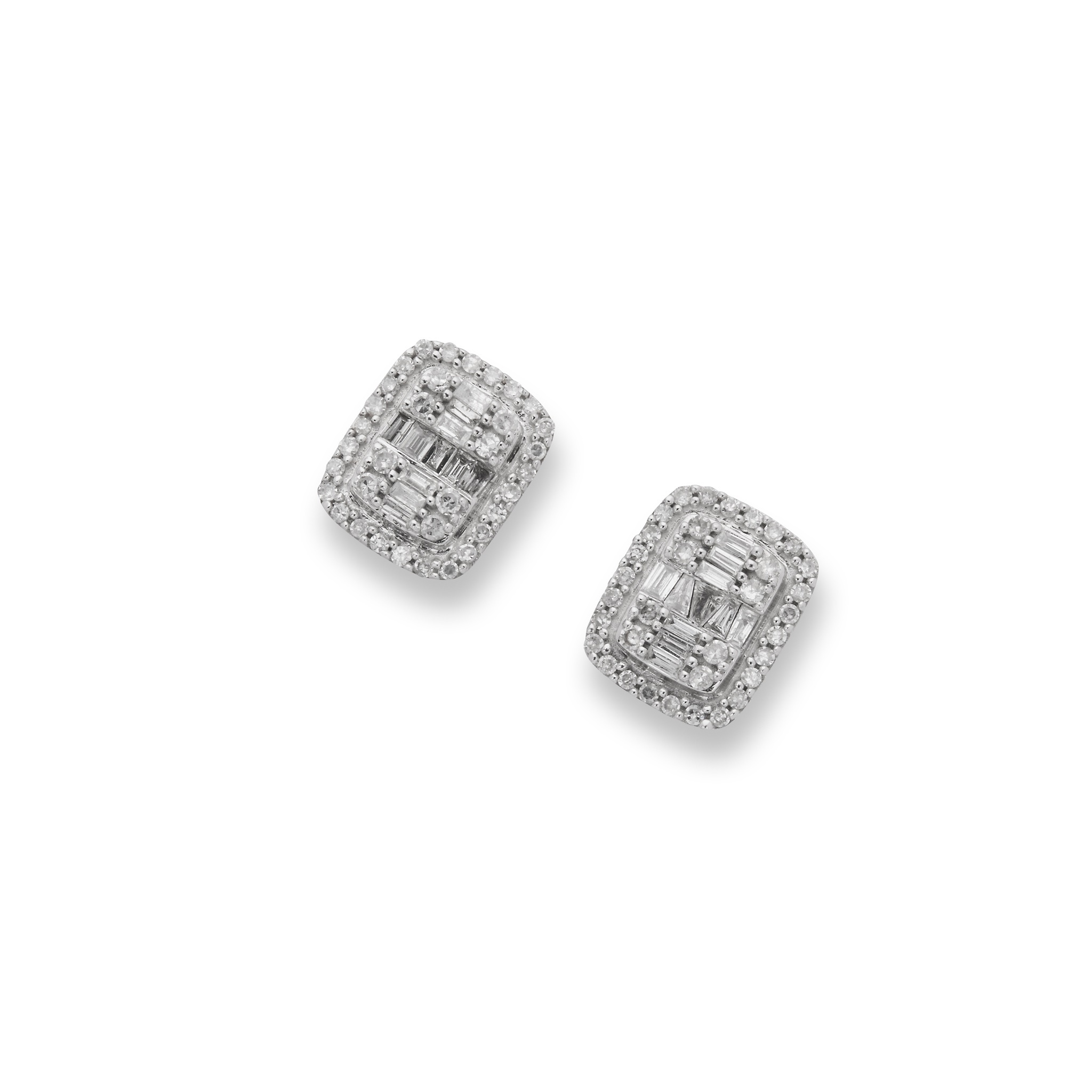 A pair of diamond cluster earrings