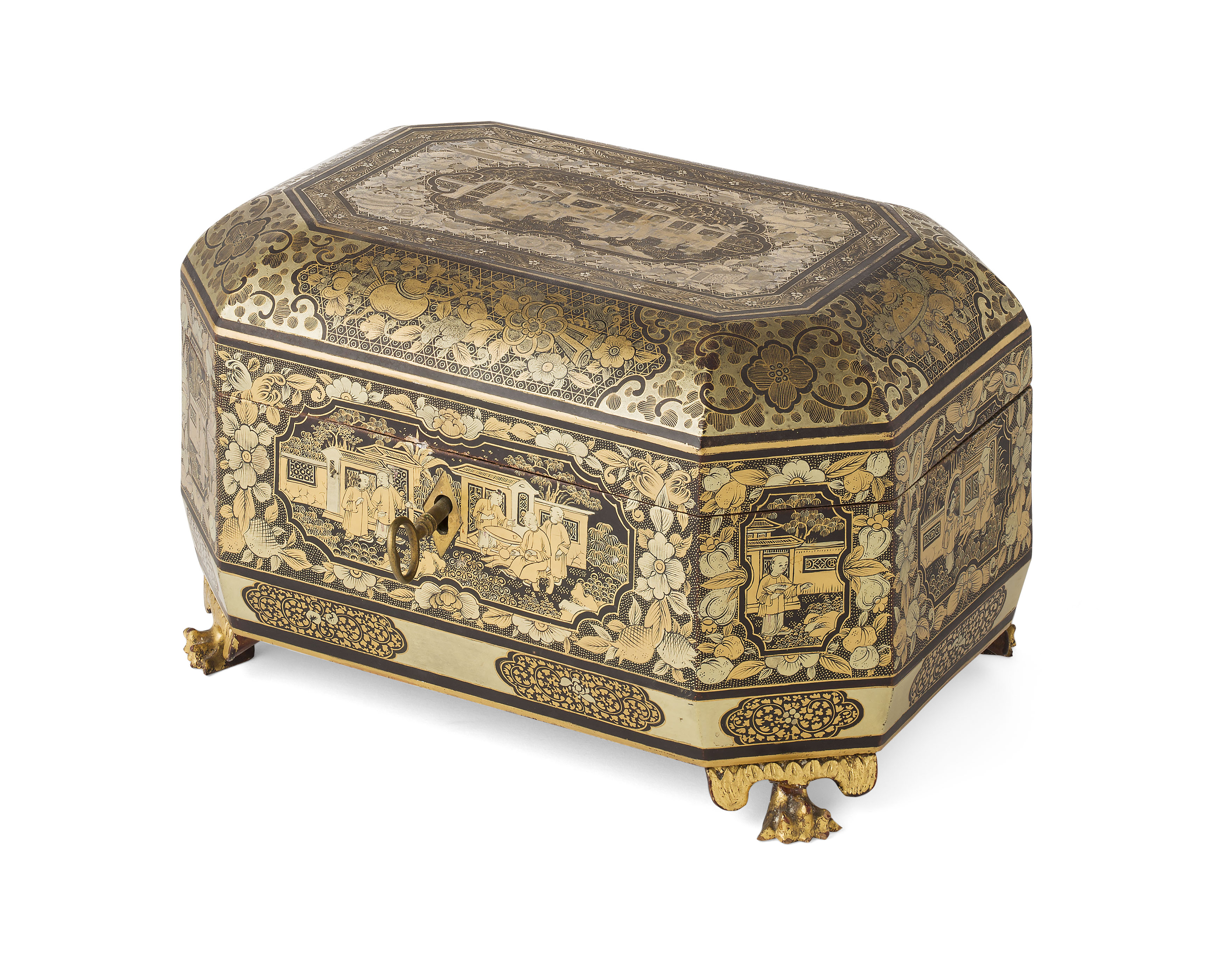 CHINESE EXPORT LACQUER TEA CADDY