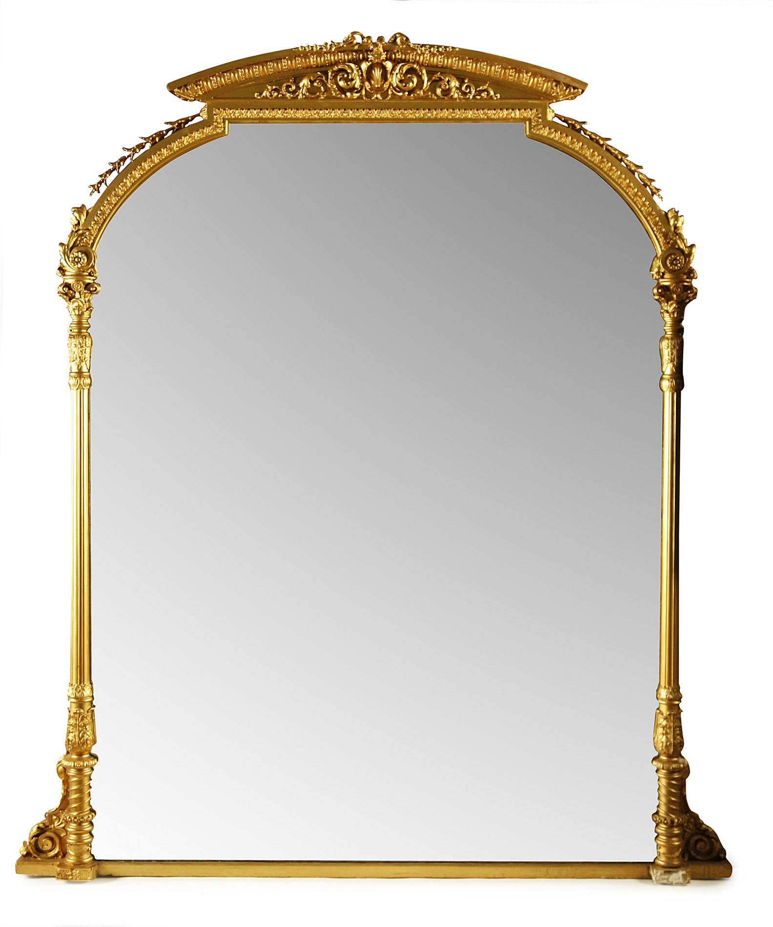 LARGE PARCEL GILT OVERMANTLE MIRROR