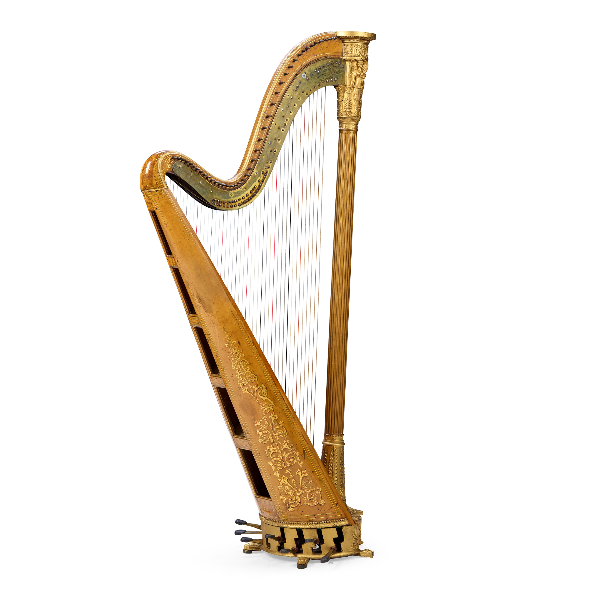 A GRECIAN GILT AND GRAIN-PAINTED PEDAL HARP BY SEBASTIEN ÉRARD