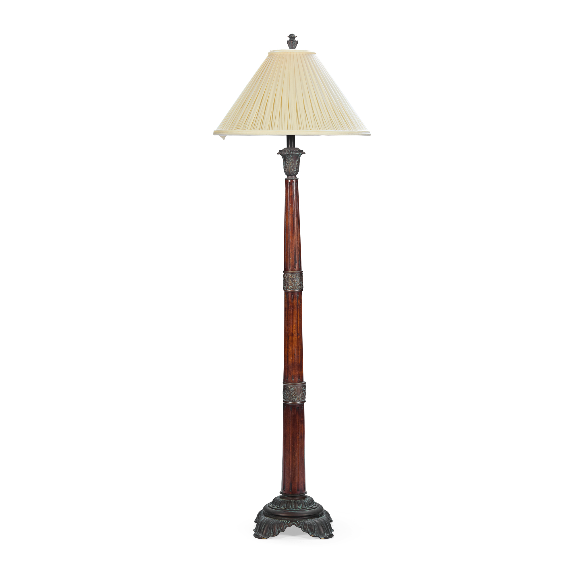 FRENCH MAHOGANY AND BRONZE STANDARD LAMP