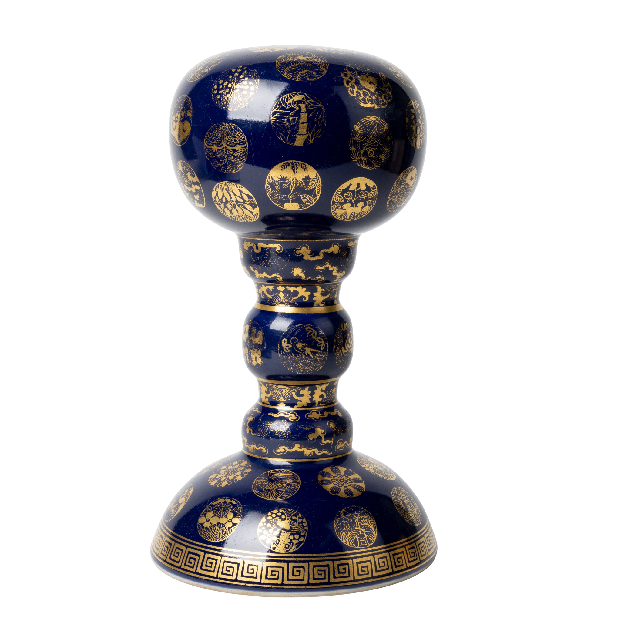 CHINESE POWDER-BLUE-GLAZED GILT-DECORATED HAT STAND